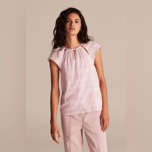 Rebecca Taylor Seersucker Stripe Top Size M